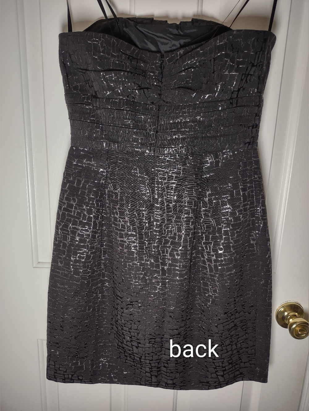 Max & Cleo Black Strapless Textured Pattern Dress - Picture 4 of 14
